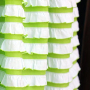 Keylime and white stripe Cascading Ruffle Fabric - 32" inch END OF BOLT piece