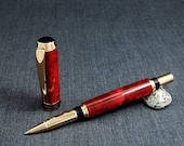 Tycoon Rollerball pen with Fiery-Red acrylic body and 24k Gold plated parts