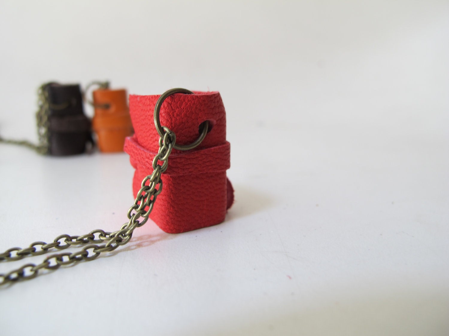 Red mini book necklace