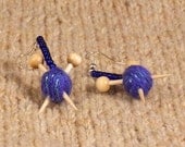 Knitting Earrings - Sparkly Purple - Yarn ball earrings