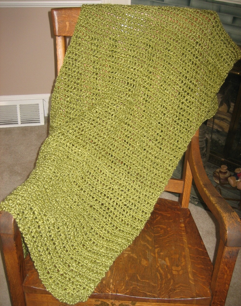 shawl wrap crochet knit prayer comfort chemo lion brand homespun yarn apple green ultra soft made in the USA