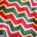 chevron zig zag baby blanket crochet afghan lap wheelchair ripple stripes halloween lion VANNA WHITE yarn yellow green orange USA