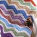 chevron zig zag crochet knit baby blanket toddler afghan shabby rainbow cottage chic stripes ripple multi color made in the USA