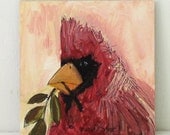 Original Painting Acrylic Red Cardinal Woodland Artwork by Laurie Rohner