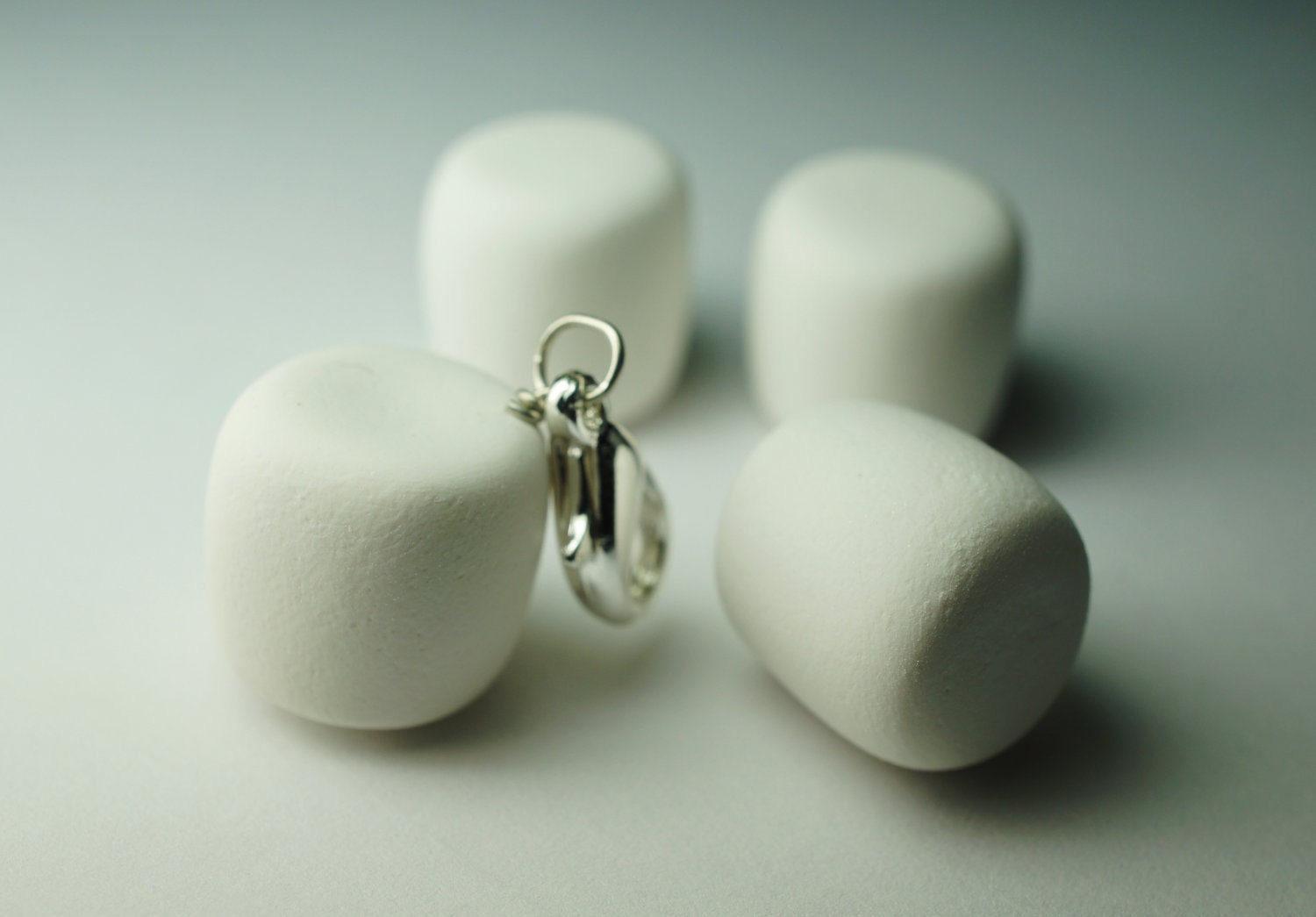 Marshmallow Charm, Miniature Food Jewelry Pendant, Polymer Clay Food Charm