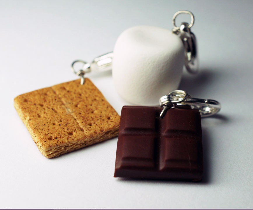 Smore Charm Collection, Miniature Food Jewelry, Polymer Clay Food Charms