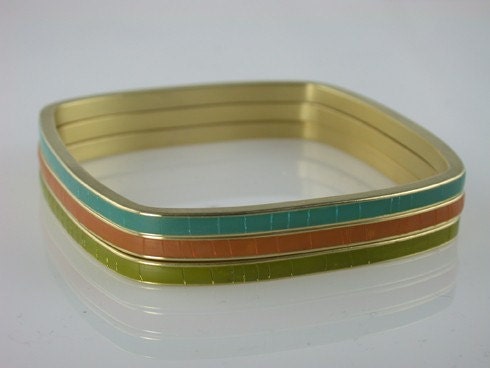 Narrow Square Channel Bracelets - you can buy only one  - Teal, Pumpkin and Lime Green