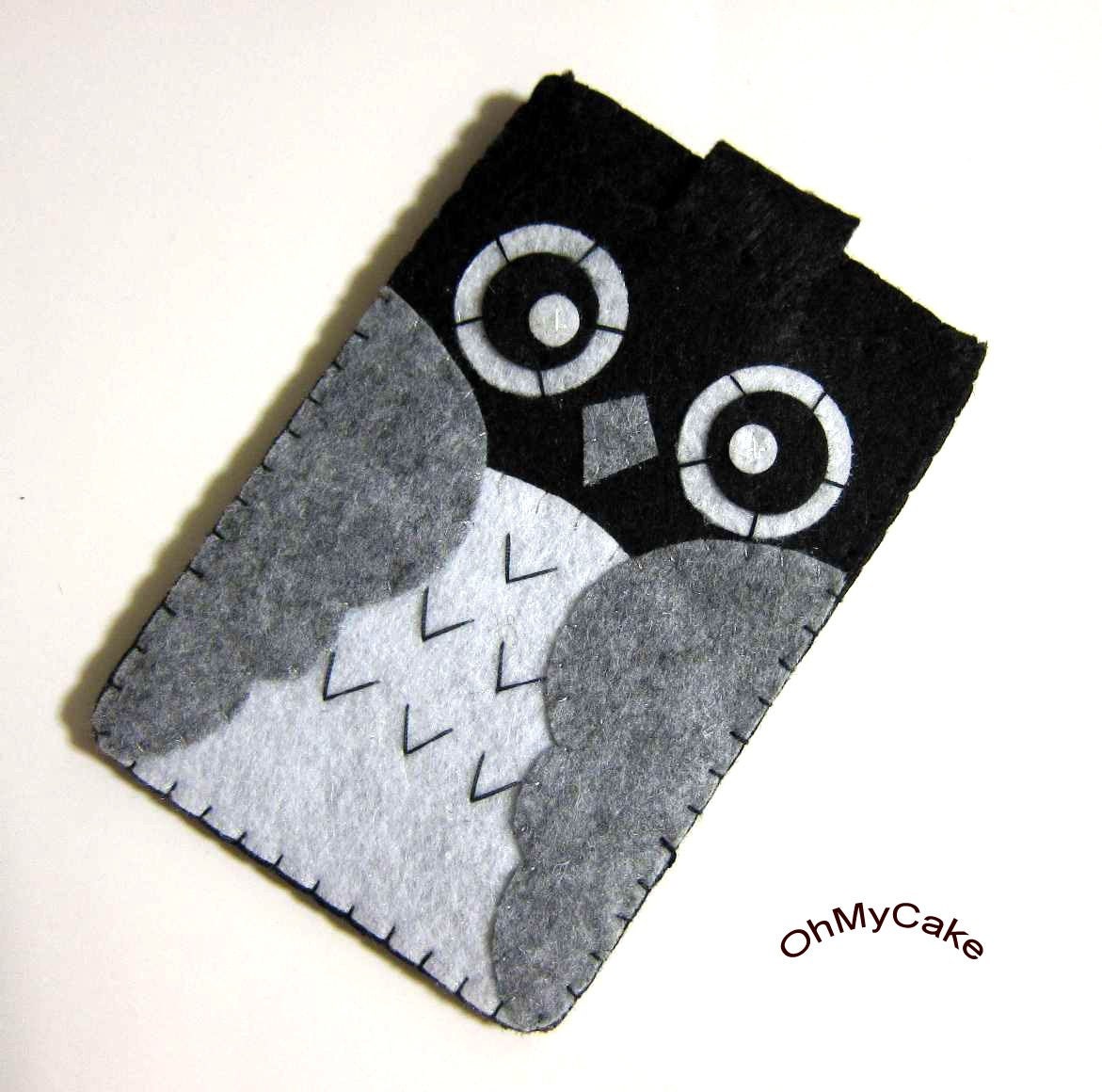 iPhone Case - Cell Phone Case - iPhone 4 Case - iPod Case - iPod Touch Case - Handmade iPhone Felt Case - " Kawaii Owl " Design