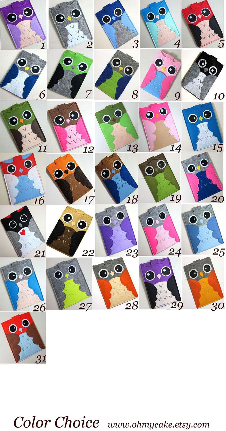 iPad case - iPad and purse - iPad bag - iPad covers - iPad Sleeve - Handmade felt iPad Sleeve - " Grey Owl " Design
