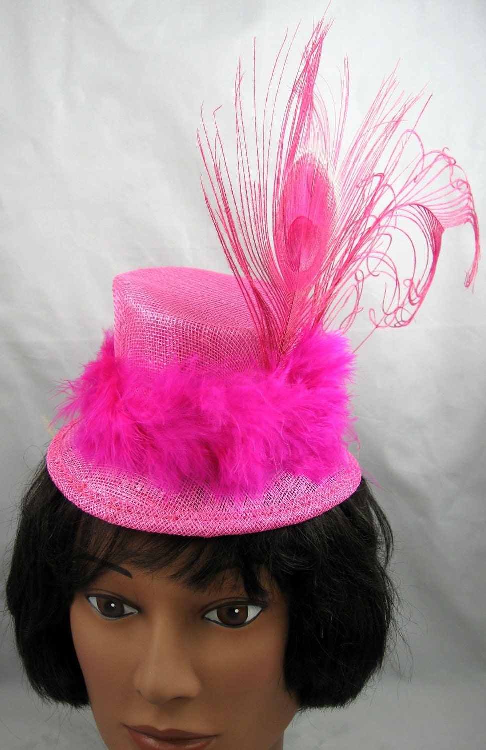 Fuchsia Peacock Top Hat Fascinator Kentucky Derby Wedding Hat
