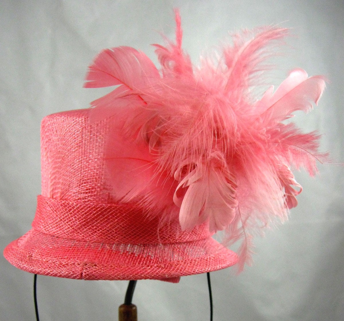 Salmon Mini Top Hat Fascinator Kentucky Derby Wedding Hat