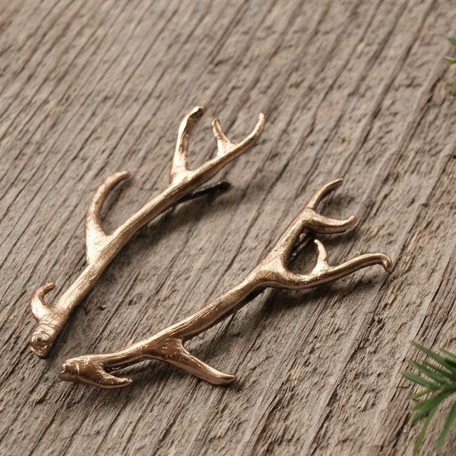Antler Stag Hair Clips Bobby Pins in Golden Bronze by Woodland Belle - WoodlandBelle