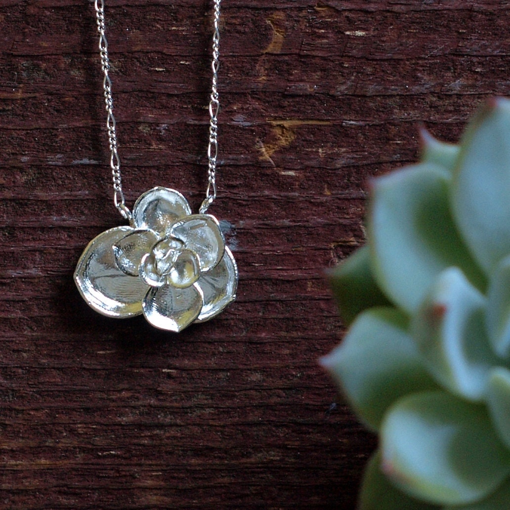 Sedum Succulent Necklace in Sterling Silver