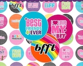 Best Friends for Life Bottle Cap Images - Digital Collage Sheet (No. 588) - 1 Inch Circles for Bottlecaps, Hair Bow Centers, & More
