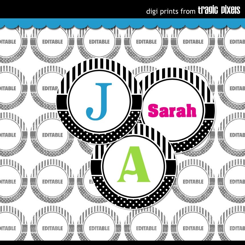 4x6 Editable PDF - Pretty Posh Digital Collage Sheet (No. 626) - 1 Inch Circles for Bottle Caps, Magnets, Hair Bow Centers, Stickers, & More