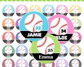 4x6 Editable PDF - 2 Cute Baseball Digital Collage Sheet (No. 777) - 1 Inch Circles for Round Bottle Caps, Magnets, Hair Bow Centers, & More
