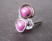 Titanium Glo Stud Earrings - Pink pure titanium posts