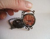 Vintage travel slide negative soldered altered art necklace