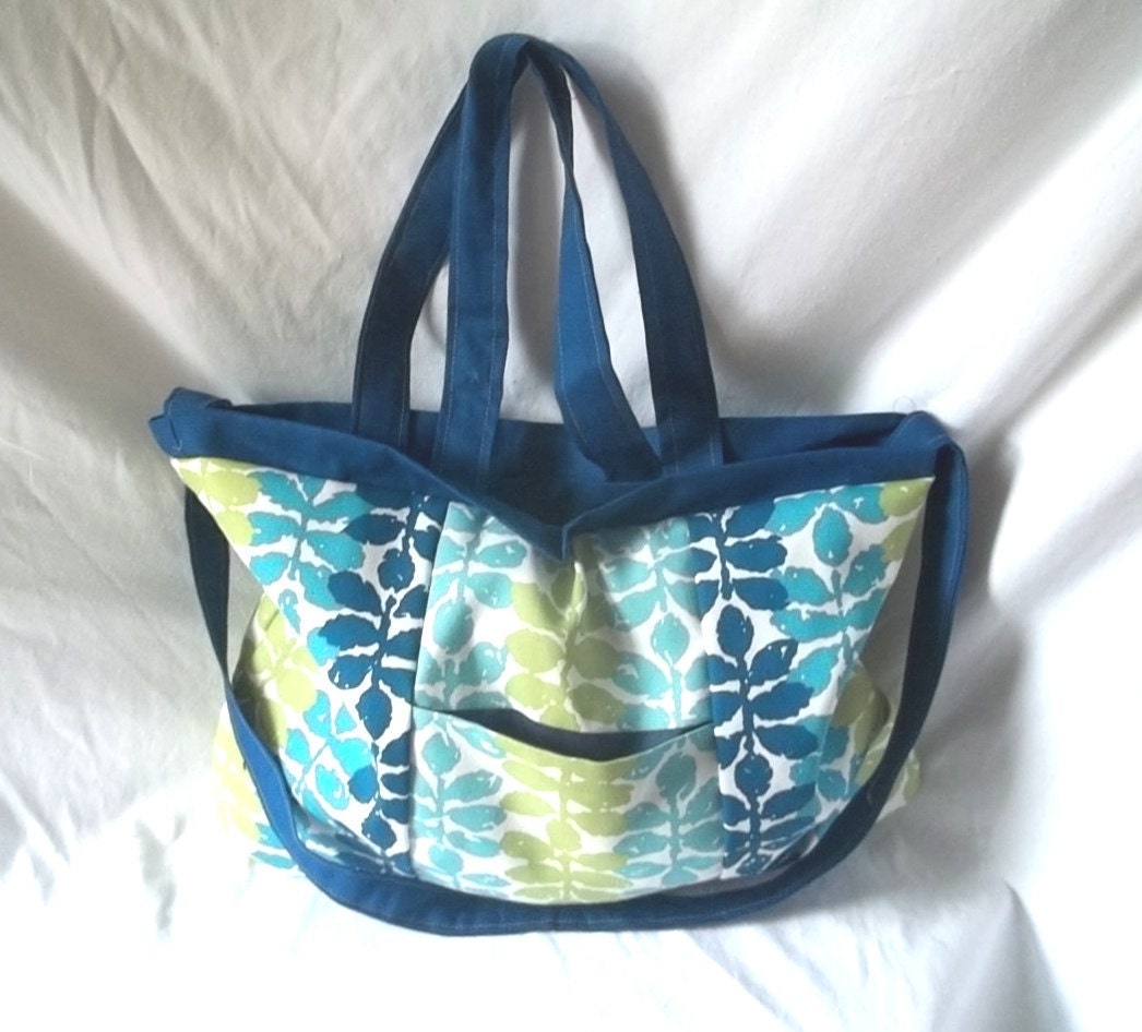 Tote bag - Blue handmade beach bag - Bright weekend bag - READY TO SHIP