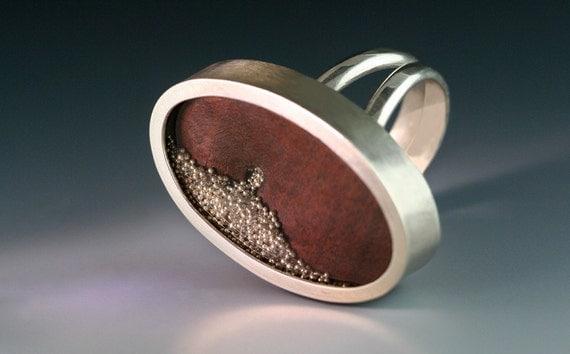 Getting to Know You Ring - Sterling SIlver, Rosewood, Glass