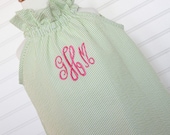 The Lily...Girls Monogrammed Dress, Seersucker Dress