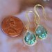 New Color/ Sea Glass Crystal Teardrops Framed in Gold, Hanging From French Jeweled Earrings