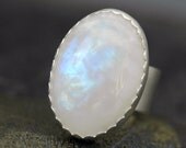 Rainbow Moonstone Sterling Silver Ring