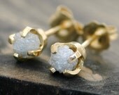 Rough Diamonds in 18k Yellow Gold Earrings