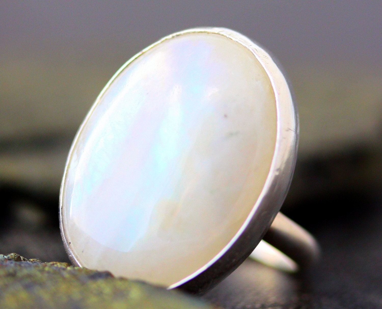Rainbow Moonstone Sterling Silver Ring- Custom Made