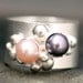 Colored Pearls in Textured Sterling Silver Ring- Choose Your Pearls