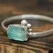Rough Diamond and Pearl Engagement Band and Wedding Stacking Ring with Rough Specimen Set- Custom Made Custom Colour