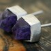 Geometric Faceted Amethyst in Engraved Sterling Silver Earrings- Custom Made