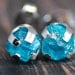 Bright Blue Apatite Rough Crystals in White Gold Earrings