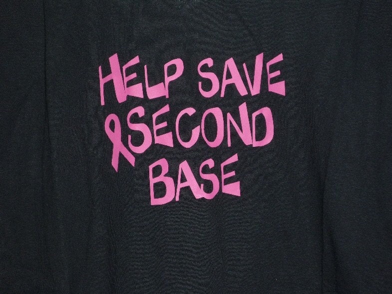 shirt Breast Cancer Awareness Help Save Second Base ladies black t-shirt