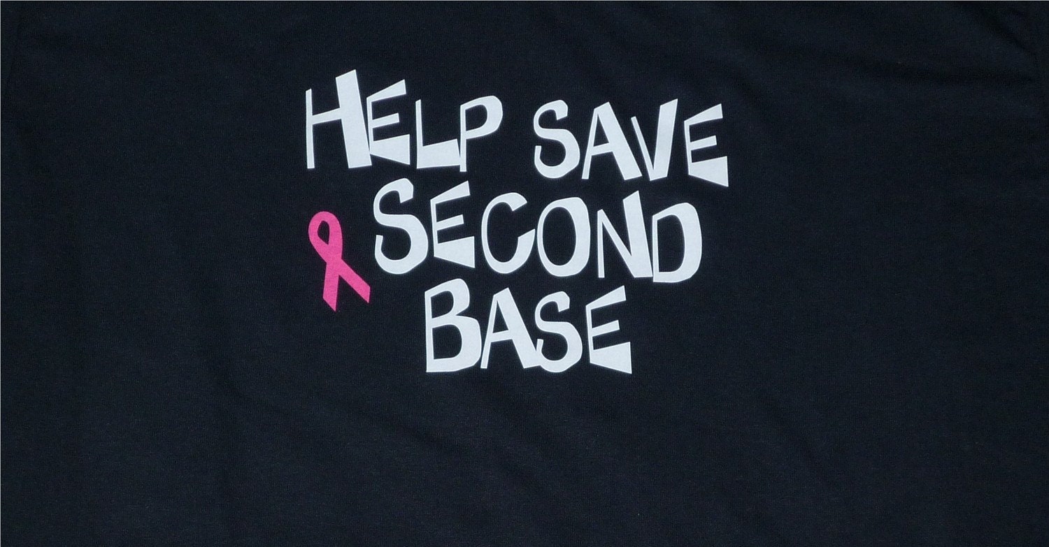 shirt Breast Cancer Awareness Help Save Second Base ladies black t-shirt