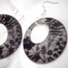 Earrings - Large Translucent Black Floral on Gray Go Go's