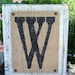 BURLAP Monogram Letter Sign, Home or Wedding SIGN, White, hanging wood monogram, Any letter A-Z