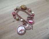 Composer - Double Strand Copper & Stone Beaded Charm Cameo Bracelet