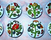 Set of 8 - BLUE PAISLEY - 2 inch - Darker Colors - Dresser Drawer Knobs Pulls