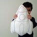 Rocket Ship Hand Embroidered Pillow