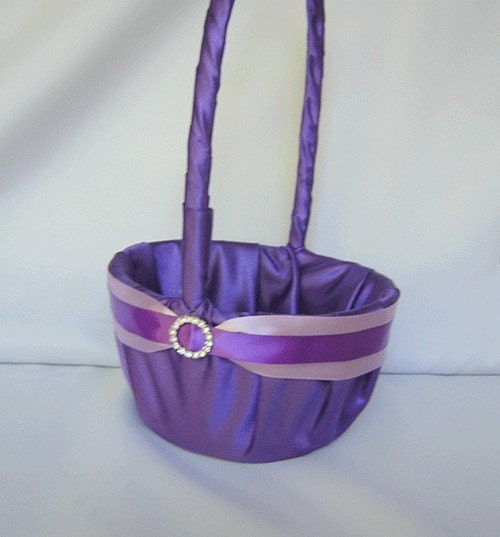 Purple Lavender Flower Girl Basket Ring Bearer Pillow Guest Book Pen Set