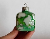 Hand Painted Glass Cube Ornament