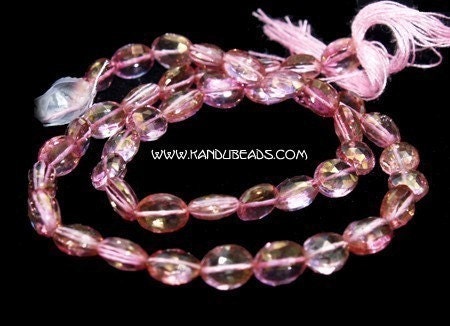 Mystic TOPAZ FACET PINK  oval beads 8x6mm 7inch strand 32 carat