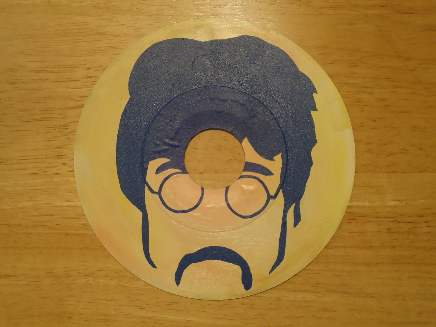 John Lennon Portrait - Mini Painted Vinyl Record