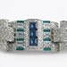 Art Deco rhinestone and chrome bracelet faux sapphire emerald and diamond MINT
