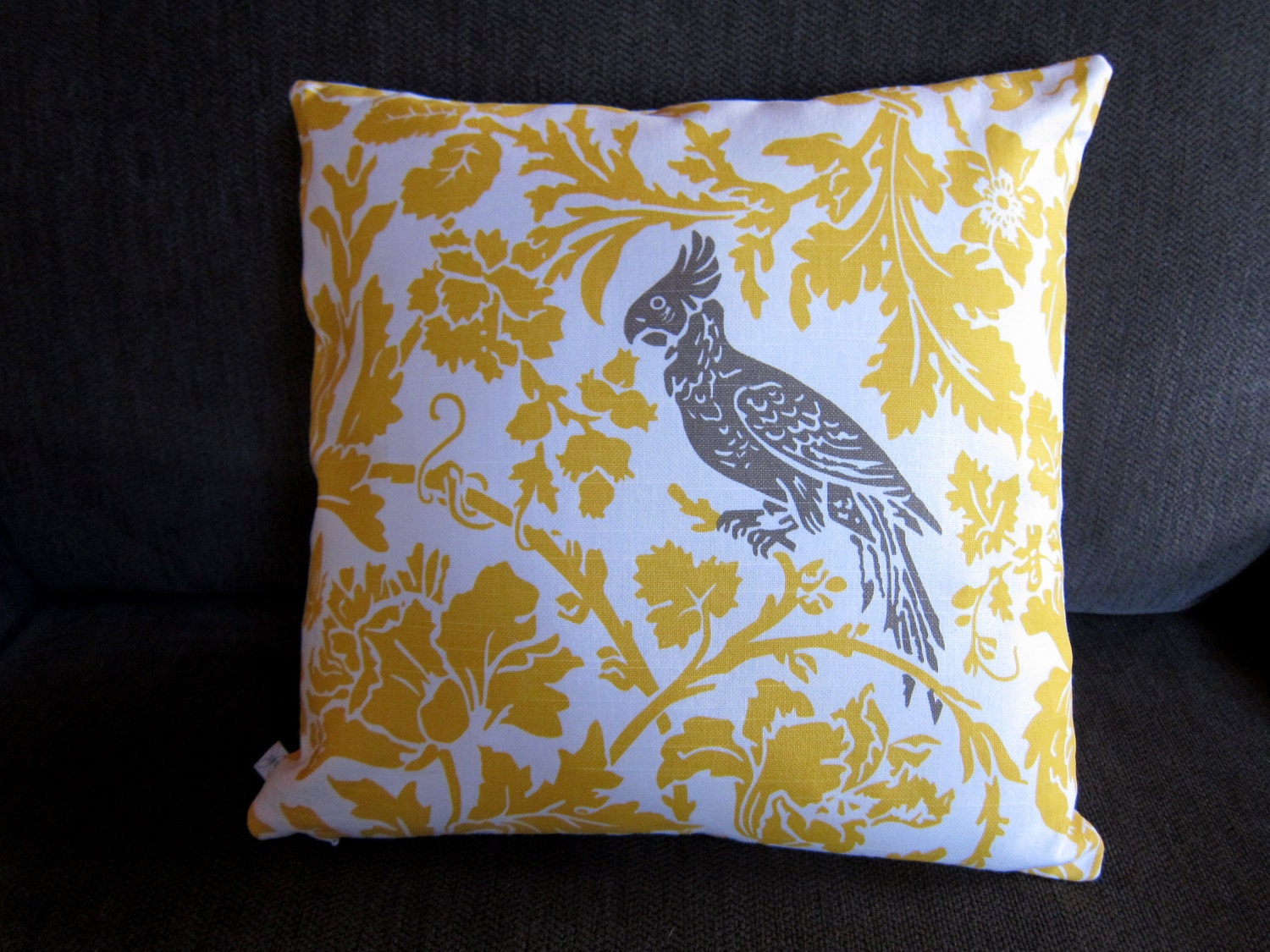 Barber in yellow and ash grey - home decor fabric --- pillow cover