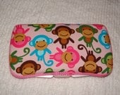 Designer Travel Wipes Case with Diaper Strap- Monkeys Spring