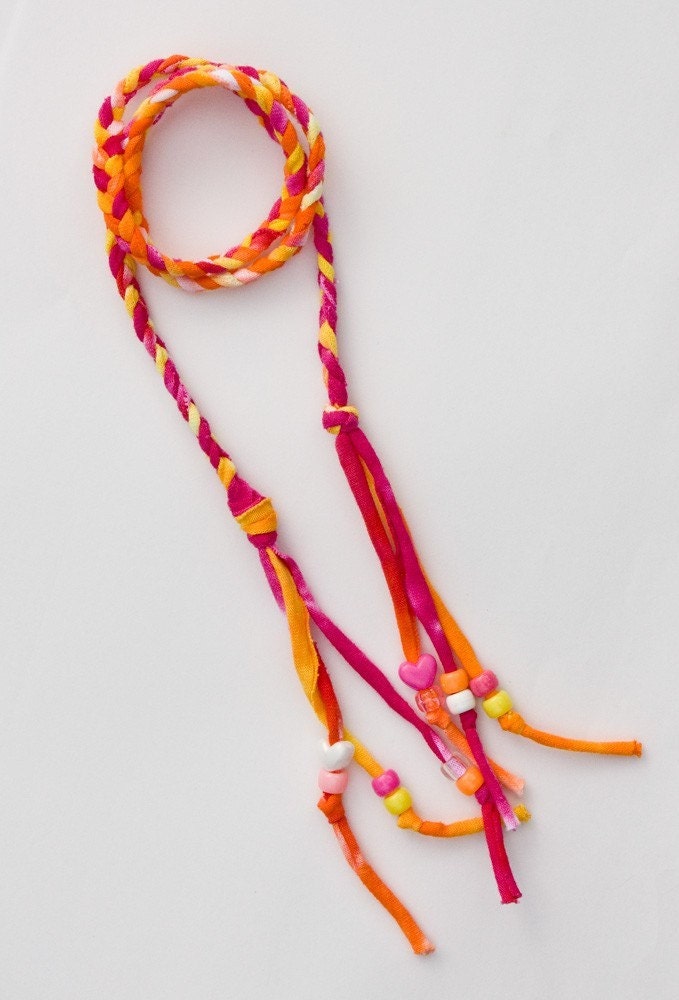 recycled tie-dye braid - pink/orange/yellow