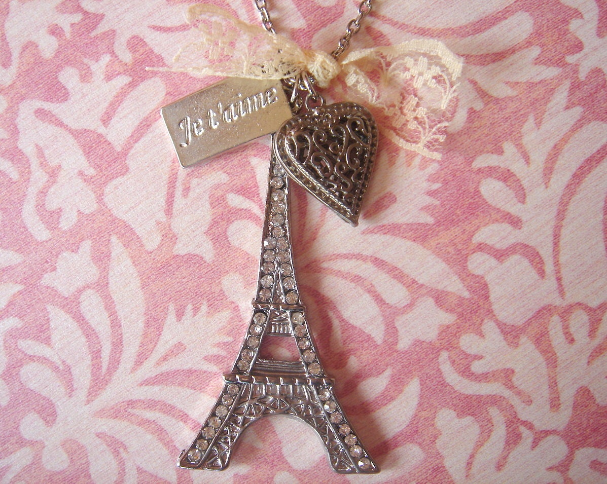 Items Similar To Je T Aime Paris Eiffel Tower With Rhinestones Heart