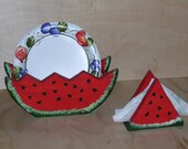 Paper Plate and Napkin Holder  Set  Watermelon Theme